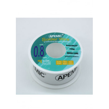 Припой APEMIC 0,8мм с флюсом Sn63/Pb37 100гр катушка