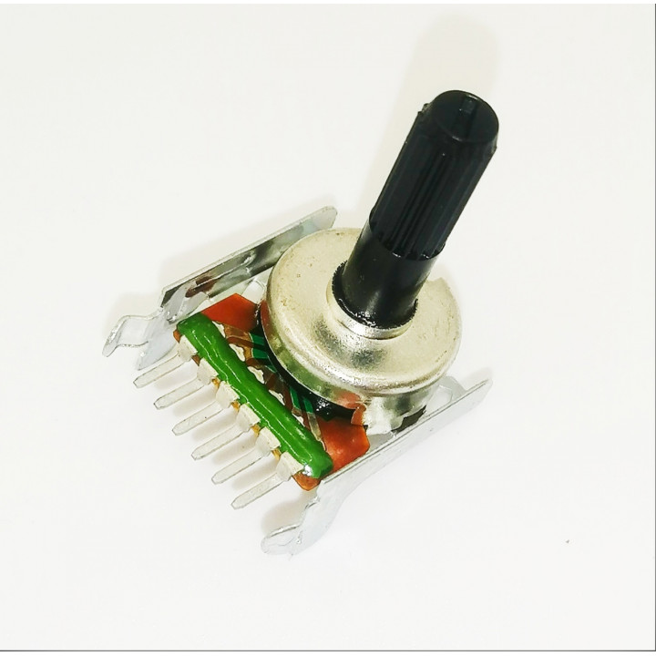 Резистор переменный B50K 6pin 17мм шаг 2,5мм назад, пласт ручка 18мм, гайка                         