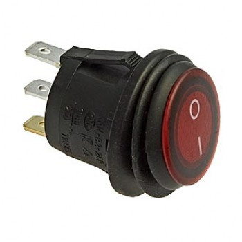 SB040 RED влагозащищенный клавишный 6A on-off круглый 23мм красный с подсветкой 220VAC