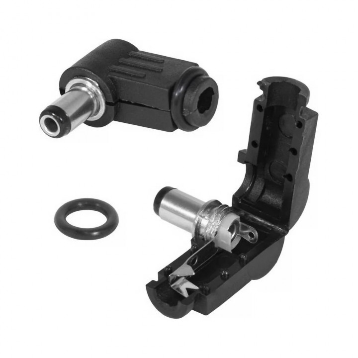 DJK-11AR штекер на кабель 5,5*2,1мм угловой