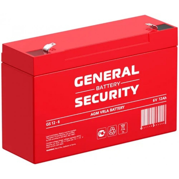 GS12-6 6V 12Ah General Security аккумулятор свинцовый                                               
