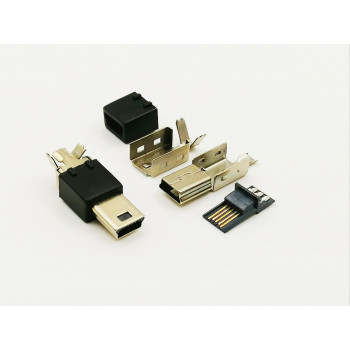 USBmini-5P вилка на кабель 5 pin (4 элемента) (без корпуса)                                         