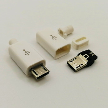 USBBmicro-5PBW вилка на кабель в корпусе (белая)                                                    
