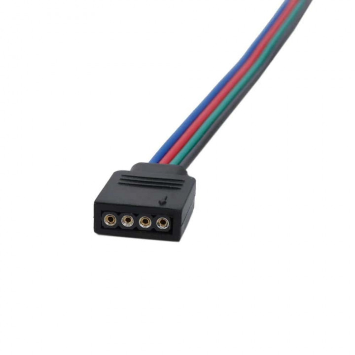 Коннектор 4 pin (гнездо) с проводами 90мм для подключения RGB с/д ленты к контроллеру               