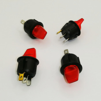 KCD1-201/CBN-R переключатель клавишный ON-OFF круглый с подсветкой 220VAC красный