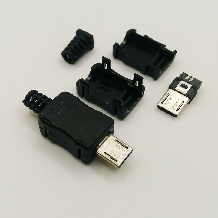 USBBmicro-5PB вилка на кабель в корпусе (4 элемента)                                                