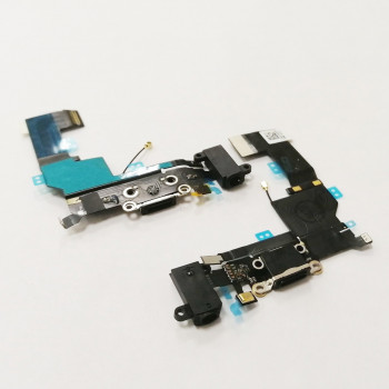 Шлейф Apple Iphone SE с разъемами зарядки и гарнитуры HF, коакс. и микроф (черный)                  