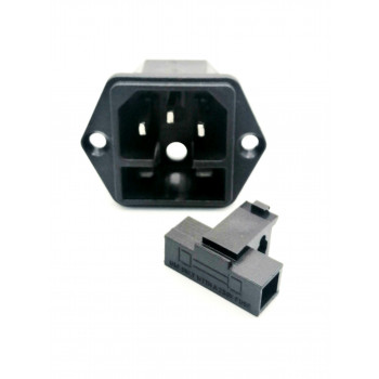 AC-004 вилка на блок с заземлением с держателем предохранителя (отверстия под винты) RUiCHi         