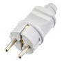 Вилка прямая усиленная 16A 220V с заземлением белая Прогресс