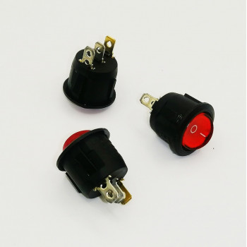 CS201-R переключатель клавишный ON-OFF 20мм круглый с подсветкой 220VAC красный (IRS-101-9C)