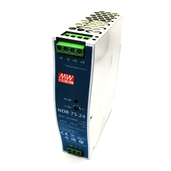 NDR-75-24 блок питания импульсный на DIN-рейку 24V 3.2A