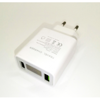 HOCO C25A USB*2 5V 2.2A зарядное устройство с дисплеем (белое)  