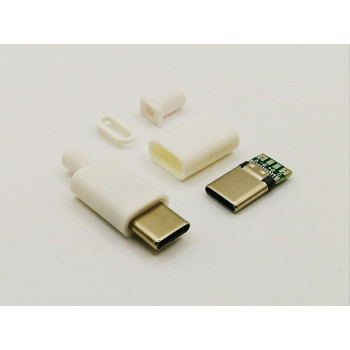 USB type C вилка на кабель в корпусе (белая) (4 элемента)
