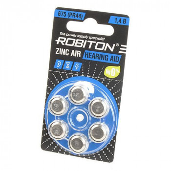 ZA675 (PR44,AC675,DA675) 1,45V ROBITON батарейка воздушно-цинковая (комплект 6шт)