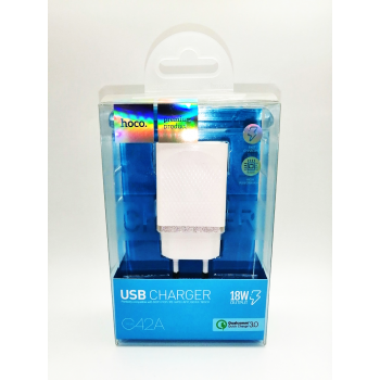 HOCO C42A USB*1 18W Quick Charge 3.0 зарядное устройство (белое)  