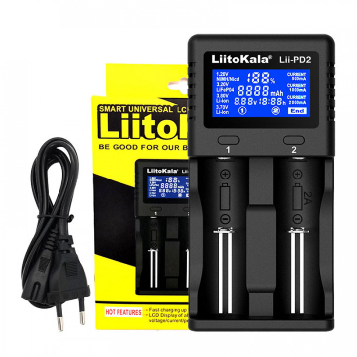 Lii-PD2 автомат. заряд устр-во для 1/2 Li-Ion/Ni-Cd/Ni-MH акк-ров Liitokala