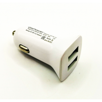 GPC06-2U USB*2 5V 3.1A  автомобильное зарядное устройство белое GoPower