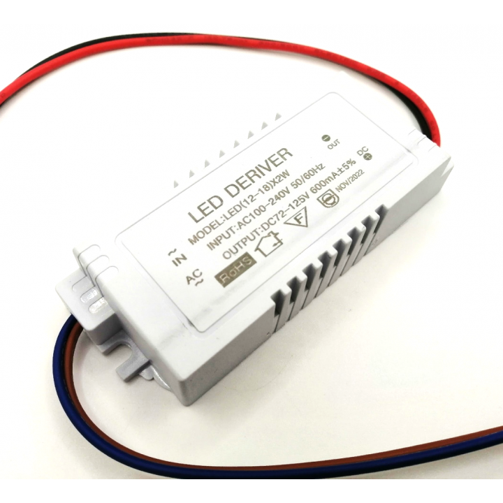 LED Driver  600mA 72-125 VDC LED(12-18)X2W 