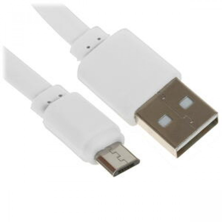 Шнур USB A plyg - USB micro 5pin белый резиновый 1м PREMIER