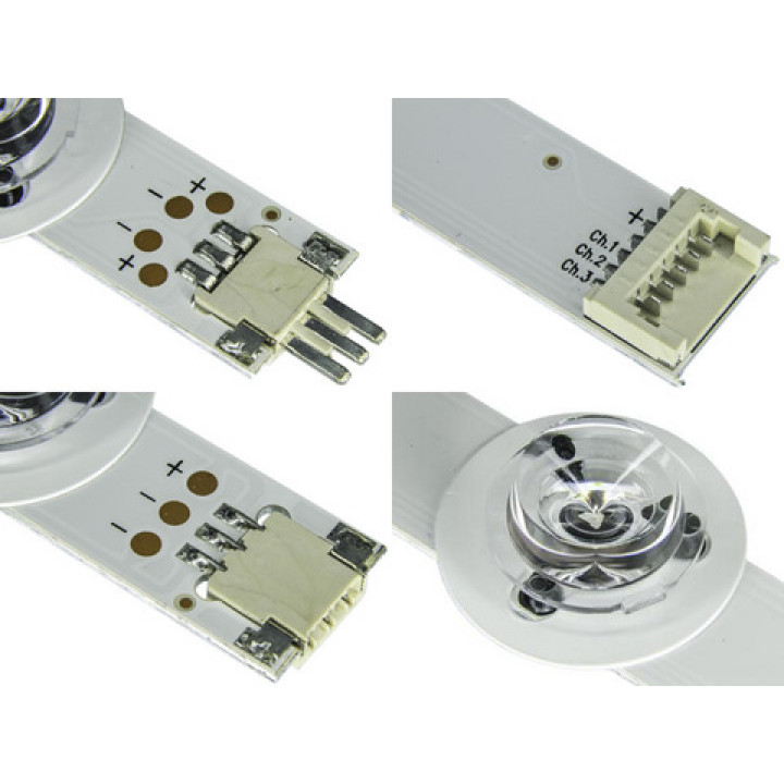 Планка LED 42" V14 SLIM DRT Rev0.6 (комплект 815мм L1+R1 3шт L2+R2 2шт 9линз 3V/Led) (L-обр конт)