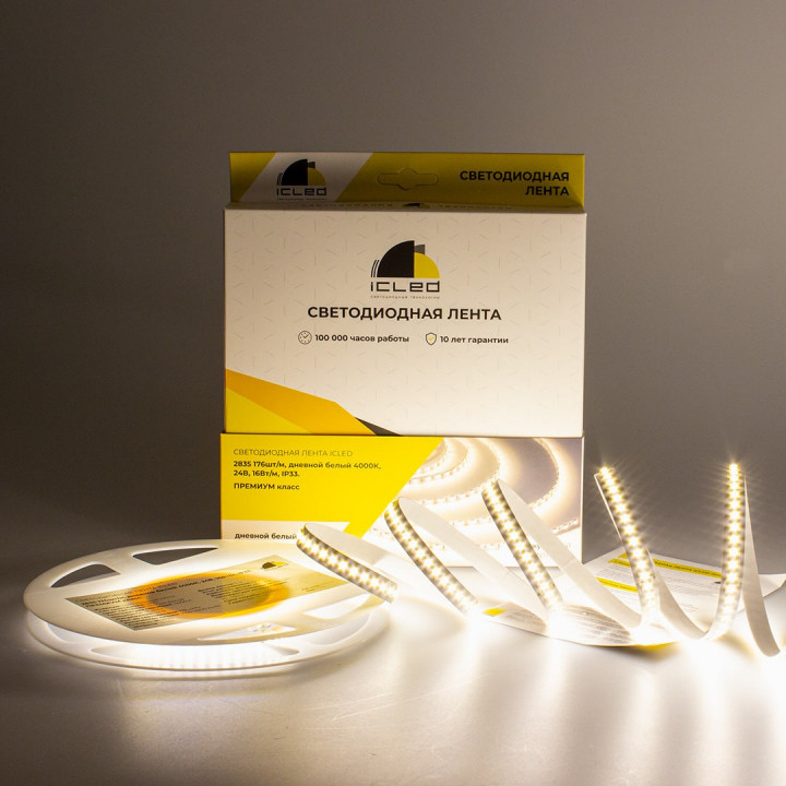 2835 176Led/m 2400Lm/m 24V Premium белая дневная