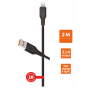 Шнур USB A -Lightning (iPhone) 2.1A FAST 2м черный ПВХ GoPower (GP01L-2M)