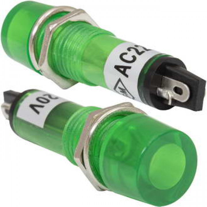N-804-G 10мм антивандальный неоновый индикатор 220V зеленый