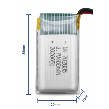 LP802035 400mAh 3.7V 25C Li-pol провод с разъемом SM2.54 2pin