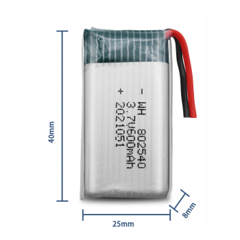 LP802540 600mAh 3.7V 30C Li-pol провод с разъемом SM2.54 2pin