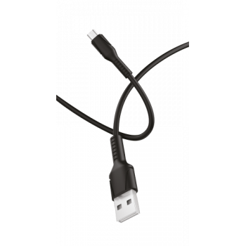 Шнур USB A - USB micro 2.4A FAST 1м черный силикон GoPower 