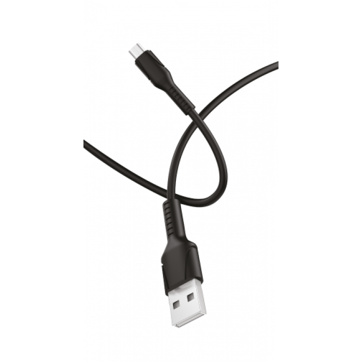 Шнур USB A - USB micro 2.4A FAST 1м черный силикон GoPower 