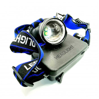 Фонарь налобный HT-235-4 на с/диоде 1LED +1GREEN (4 режима, ZOOM)