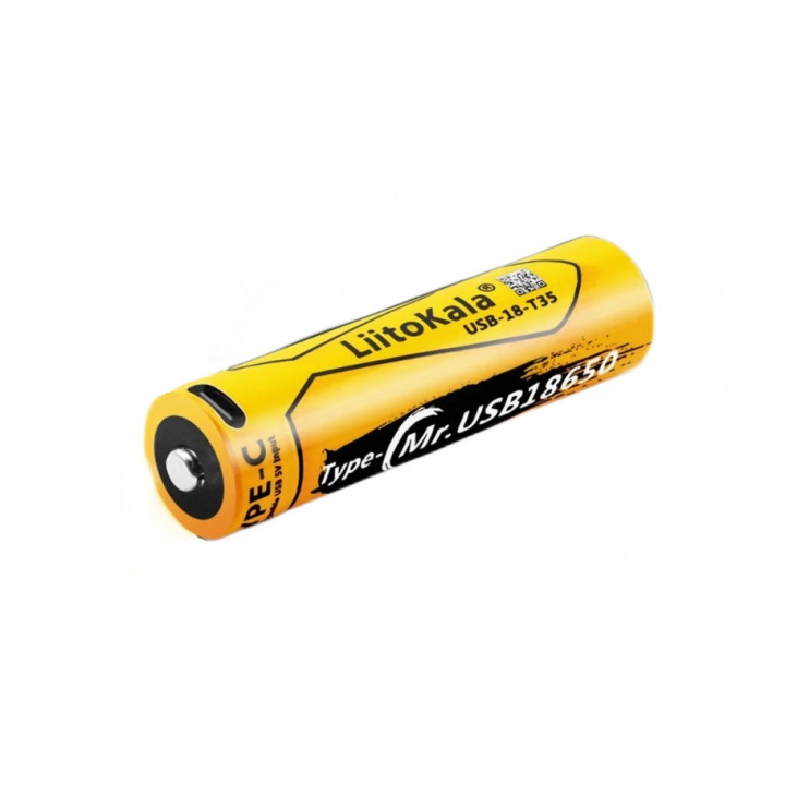 18650 USB18650 3,7V 3500mAh LiitoKala USB-18-T35 аккумулятор с гнездом USB type-C (выступ. контакт)