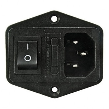 AC-014 вилка на блок с заземлением с держ. предохранителя и выключателем(отв. под винты) RUiCHi