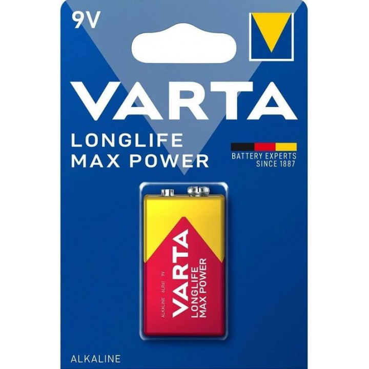 6LR61 VARTA LONGLIFE MAX POWER 9V батарея алкал (блистер)